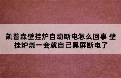 凯普森壁挂炉自动断电怎么回事 壁挂炉烧一会就自己黑屏断电了